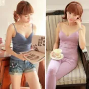 ZUCA”S - 莫代爾BRA背心莫代爾 bra 背心無鋼圈 一體式深V無袖背心細肩帶罩杯一體式 - HL-976