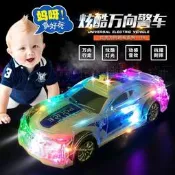 優選萬向燈光警車擺地灘玩具音樂bmw電動兒童發光發聲玩具車夜市熱賣【滿300出貨】