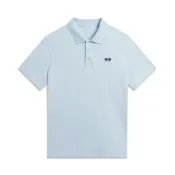 (店+)【LI-NING 李寧】APLW221-5 LiNing李寧 休閒時尚日常通勤老錢風商務純色品牌LOGO字母防曬沁涼舒適透氣百搭正肩短袖POLO衫 男款 初霜藍