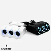 WUMING無名 LED 一轉三 雙孔 USB 開關 車充 點煙器 點菸器 汽車充電器 非 充電線 行車記錄器 『無名』 K06100
