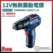 (店+)BOSCH 12V 無碳刷 震動電鑽 GSB 12V-30 雙電2.0Ah 布包款 06019G91C1  天掌五金