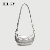 IELGY 百搭白色單肩斜挎餃子包