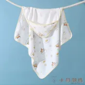 十月潮媽👶嬰兒抱被 新生兒包巾 寶寶襁褓 嬰兒包被 新生兒包被純棉薄款夏季包被帶帽子單層嬰幼兒包被夏天抱被a類 防驚跳