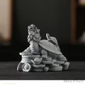 龍龜 風水龍龜 守財 鎮宅 招財 化煞 八卦龍龜 青砂石國潮招財瑞獸創意龍龜玄武書房魚缸造景石雕桌面裝飾品擺件