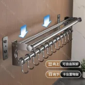 名品屋~304刀架掛鉤架廚房架子掛牆鍋鏟勺子收納架多功能免打孔抹布收納-428 n770612701