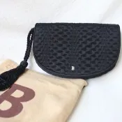 FOAK古著 Bally 60s黑色緞面衍縫古董手拿包