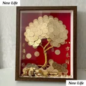 【臺灣出貨 免運】網紅髮財樹diy相框材料包金錢樹手工粘貼畫擺件裝飾生日開業送禮