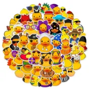 【 現貨】🐥 “50張“ 黃色小鴨 造型小鴨 動物 可愛 塗鴉 獎勵貼紙 PVC 防水 行李箱 安全帽 筆電 滑板 冰箱