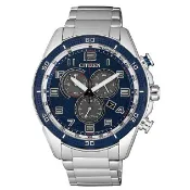 CITIZEN 星辰錶 AT2440-51L Chronogragh 運動風三眼光動能計時腕錶 /藍面 45mm