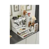 (店+){RY}檯面咖啡機置物架 抽屜式防塵杯架 吧檯馬克杯茶包收納 廚房微波爐多功能整理架
