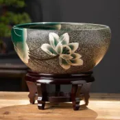 水培花盆 花盆 大花盆 蓮花盆 睡蓮盆 無孔大號花盆 景德鎮魚缸陶瓷金魚缸 烏龜睡蓮客廳擺件 水缸造景荷花庭院養魚花盆