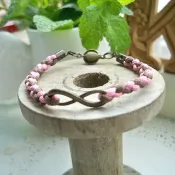 無限編織手環-壓釦式(粉紅+咖啡)
