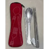 不銹鋼餐具二入組-筷子&湯匙&收納袋 (股東紀念品)