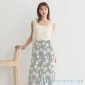 earth music&ecology 花卉刺繡網眼透膚V領背心洋裝(01000701400)
