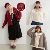 【PolyLulu】 愛心排釦刺繡針織外套(小心臟聯名)