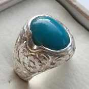 Mens Turquoise ring Feroza ring real Feroza ring hand engraved 925 silver ring