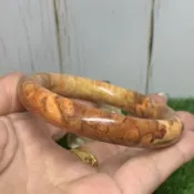 《柴寶殿》122🌸橘紅珊瑚玉/54圈口/圓骨手鐲/天然菊花石/高CP款