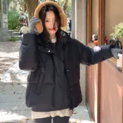 【若初】休閒甜美風連帽長袖加厚禦寒保暖麵包服科技羽絨棉外套女外套-共4色-17057(M-XL可選)
