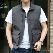 春秋男馬甲 無袖馬甲 男薄款馬夾 夏季戶外運動休閒工裝 男生外套 大尺碼 男士工裝背心 馬甲 馬夾 背心外套