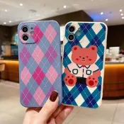 適用iphone12 13promax格子網紅小熊ins蘋果12手機殼11pro max保護套xr
