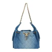 Chanel 香奈兒 25 Bag 牛仔布金釦鏈帶肩背包(AS5293-牛仔藍)
