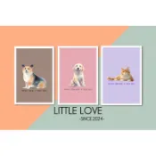 ［Little love]］水彩手繪柯基、小金毛、金漸層小卡片、單面卡片、感謝卡、萬用卡（1組2入）