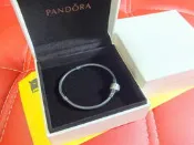 【現貨】PANDORA 潘朵拉 真品 經典款~590702OX 黑銀 手鏈 蛇紋 蛇鏈 17CM/可面交