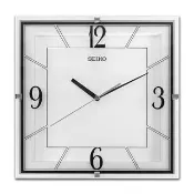 【SEIKO 精工】30cm 方形時尚 滑動式秒針 數字刻度 靜音掛鐘/SK048(白黑色 / QXA821W)