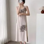 【韓國K.W.】韓國空運輕棉麻妖豔火豹高品質免穿搭洋裝(小香風/輕量涼感/洋裝/休閒/日系/通勤/渡假)
