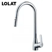 領券再送10%蝦幣《LOLAT 羅力》KPU2119  下拉式單槍水龍頭 伸縮 立式 檯面 廚房龍頭 日本進口陶瓷閥芯