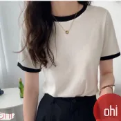 【ohi】隔日到小香風滾邊短袖上衣 顯瘦上衣 女上衣 短袖t恤 短T 素T 女裝 寬鬆上衣GTW9925