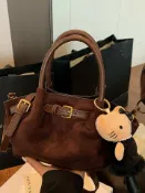 喜挖2店 復古磨砂迷你菜籃子包包女2025新款單肩斜背托特包小眾手提餃子包