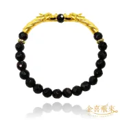 【金喜飛來】黃金手鍊雙龍水晶串(0.24錢±0.02)