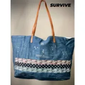 【Survive 3XL】CLOT 陳冠希 長壽風格 牛仔水洗潑漆 托特包 手提包 大包包 潮流 禮物 情人包包