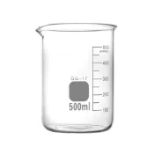 (店+)玻璃燒杯 玻璃無柄燒杯 刻度燒杯 有嘴燒杯 玻璃杯 實驗用燒杯 加熱燒杯 廣口量杯 500ml 085-GCL500