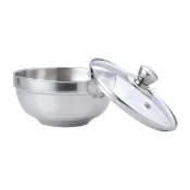 【Dashaiang】304不鏽鋼美味雙層隔熱碗16CM 含玻璃蓋 台灣製(DS-B101-16S)