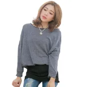(店+)【lingling】中大尺碼-混銀蔥布料接棉假兩件長版長袖上衣 女裝女上衣(PA3036-共2色)