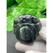 【鈺滿堂 和田玉 專賣店】（編號:609）青花扳指 金錢豹俏色+戒芯 二件式