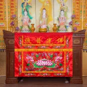(店+){RY}佛光普照桌圍 佛堂供桌桌裙 帷幔案布 供桌擋簾 家用神桌刺繡桌圍 祭拜佛具用品