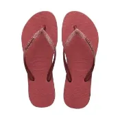 【havaianas 哈瓦仕】拖鞋 女鞋 夾腳拖 閃亮 亮粉 Slim Sparkle ME 酒紅 4146093-5190W(哈瓦士)