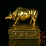 協貿國際日用品生活12館 尼泊爾純銅鎏金牛印章實心牛鈕金印虎年牛轉乾坤