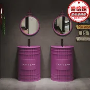 【高評價】Dzp【防臭設計】工業風鐵藝洗手盆油桶立柱盆商用洗漱臺酒吧廁所