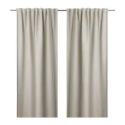 【IKEA 宜家家居】KALAMONDIN 高度遮光窗簾 2件裝，米色/含織帶，145x135 公分