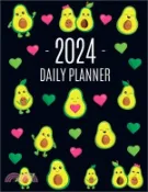 【三民網路書店】Avocado Daily Planner 2024: Funny & Healthy Fruit Organizer: January-December (12 Months) Cute Green Berry Year Scheduler with Pretty Pink Hearts 作者：Happy Oak Tree Press