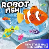 1 件兒童電子魚夏季沐浴玩具寵物玩具游泳機器魚帶 LED 燈兒童水上游泳池浴缸玩具