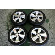 {順加輪胎}FIT原廠中古16吋4孔100銀底車面鋁圈+瑪吉斯MAP5 185/55/16 胎紋極新 SWIFT YAR