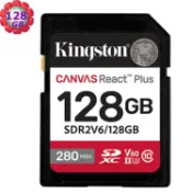 luckycard KINGSTON 128G 128GB SD SDXC Canvas React Plus V60 280MB/s SDR2V6/128GB UHSII 金士頓記憶卡｜APP賺6%點數回饋