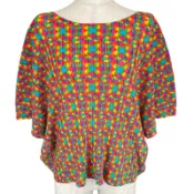 【DOKODEMO】成色極佳 ▲ 三宅一生PLEATS PLEASE PP23-FK383 和服袖印花拼接上衣，顏色3，日本製造，正品，女款