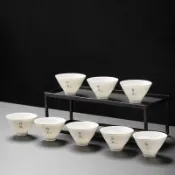 東升精品館 羊脂玉白瓷斗笠杯單杯家用禪意陶瓷主人杯個人杯品茗杯小茶碗茶盞