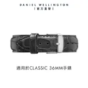 【Daniel Wellington】DW 錶帶 Classic Reading 18mm爵士黑壓紋真皮錶帶-銀